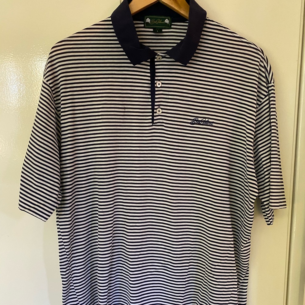 Men’s Sea Island Polo | Size L | Navy & White Stripes
